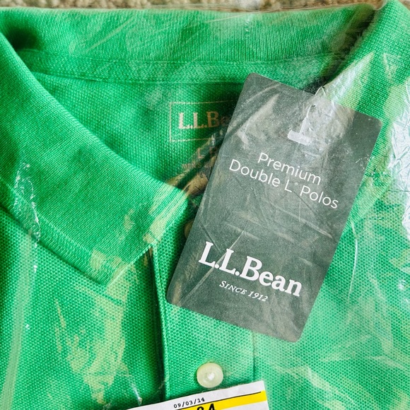 NWT L.L. Bean Double L Polo Bright Kelly Green Short Sleeve - Picture 4 of 7